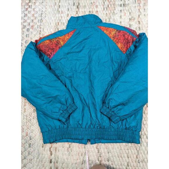 Vintage Donny Brook Ski Jacket Mens Large Teal & Orange Retro SHOULDER PADS 80s - Picture 2 of 9